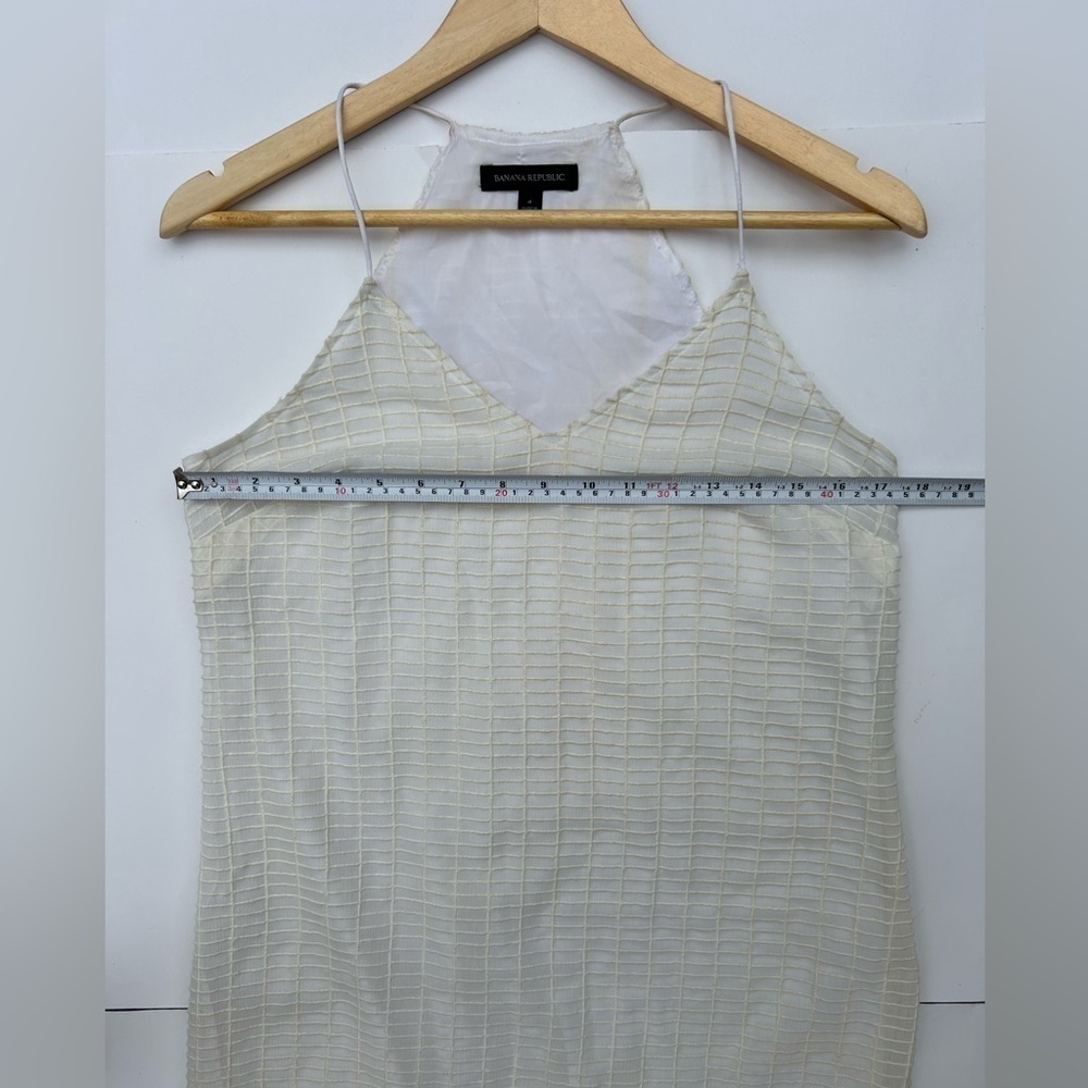 Banana republic Spaghetti strap racerback dress textured cream ivory size 4 - Picture 2 of 5